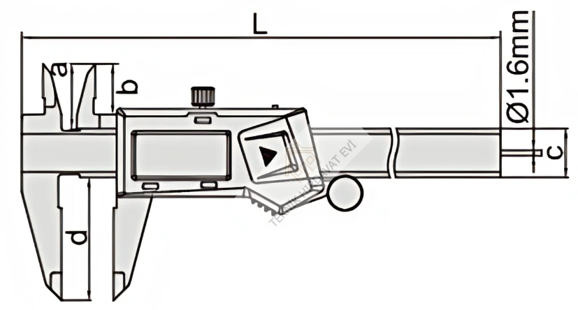 0-150mm/0-6''  Dijital Kumpas (Yuvarlak Derinlik Çubuklu - Sürme Tekerleksiz)